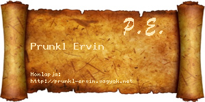 Prunkl Ervin névjegykártya